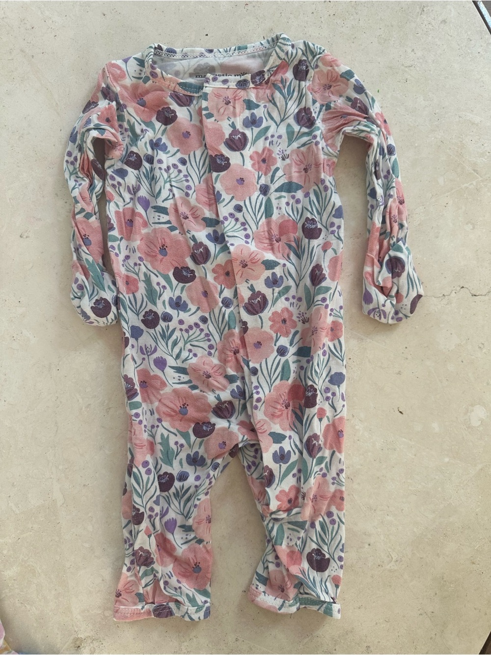 Magnetic Me Floral Footed One-Piece - Pink, Purple & Green